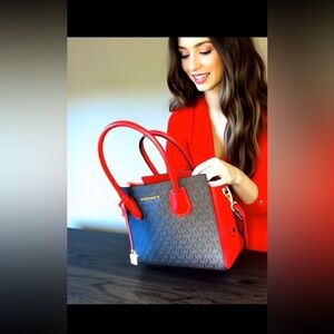 Michael Kors Red and Brown Satchel